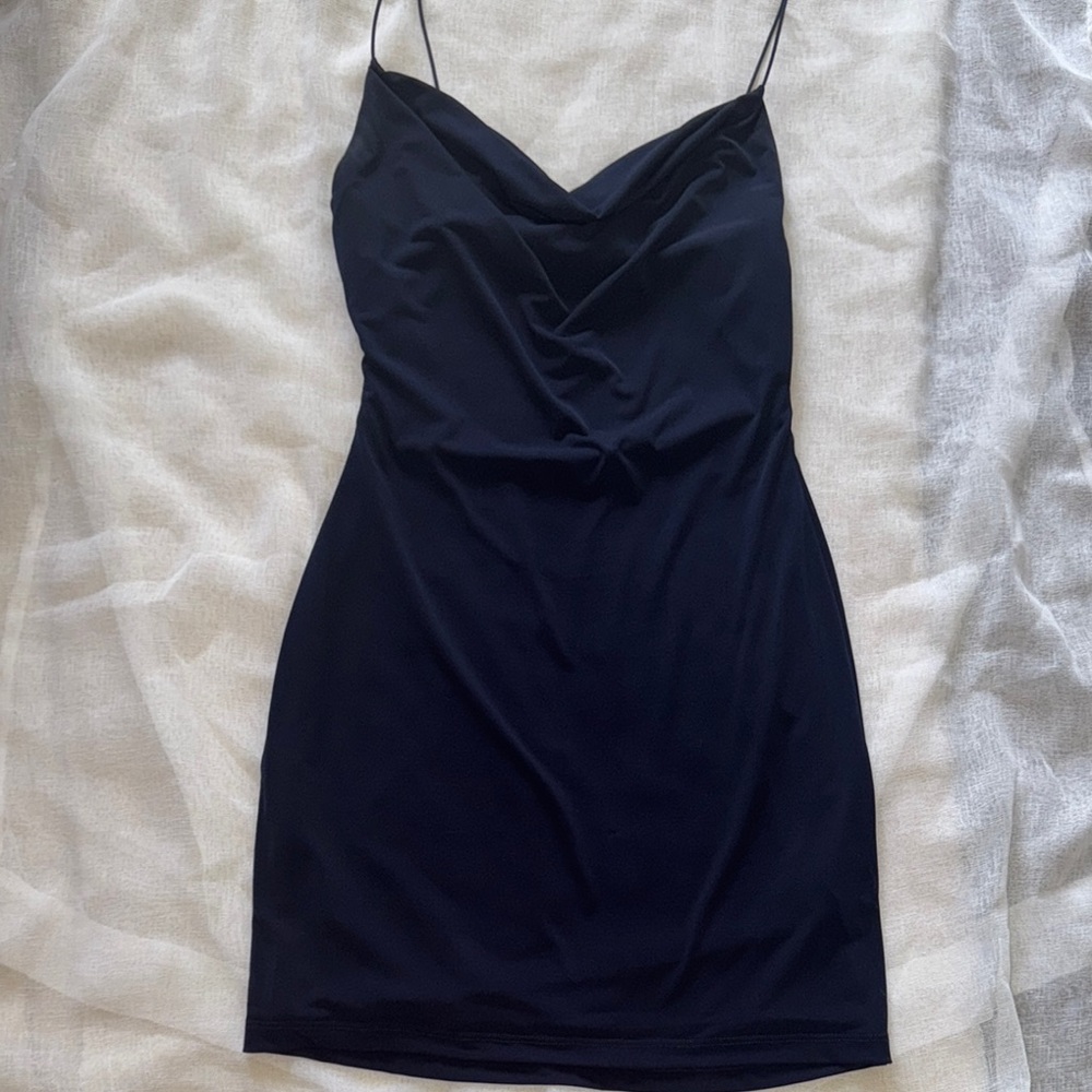B Darlin Black Ruched Mini Dress Spaghetti Strap